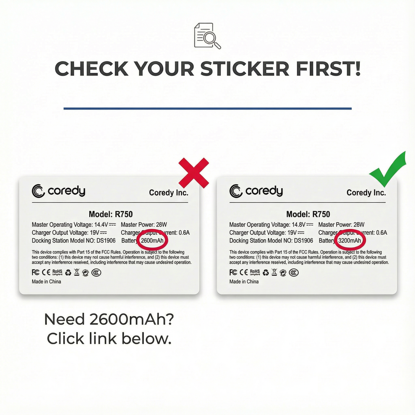 Coredy Robot Vacuum Roller brush motor for R750-3200mAh/2200Pa