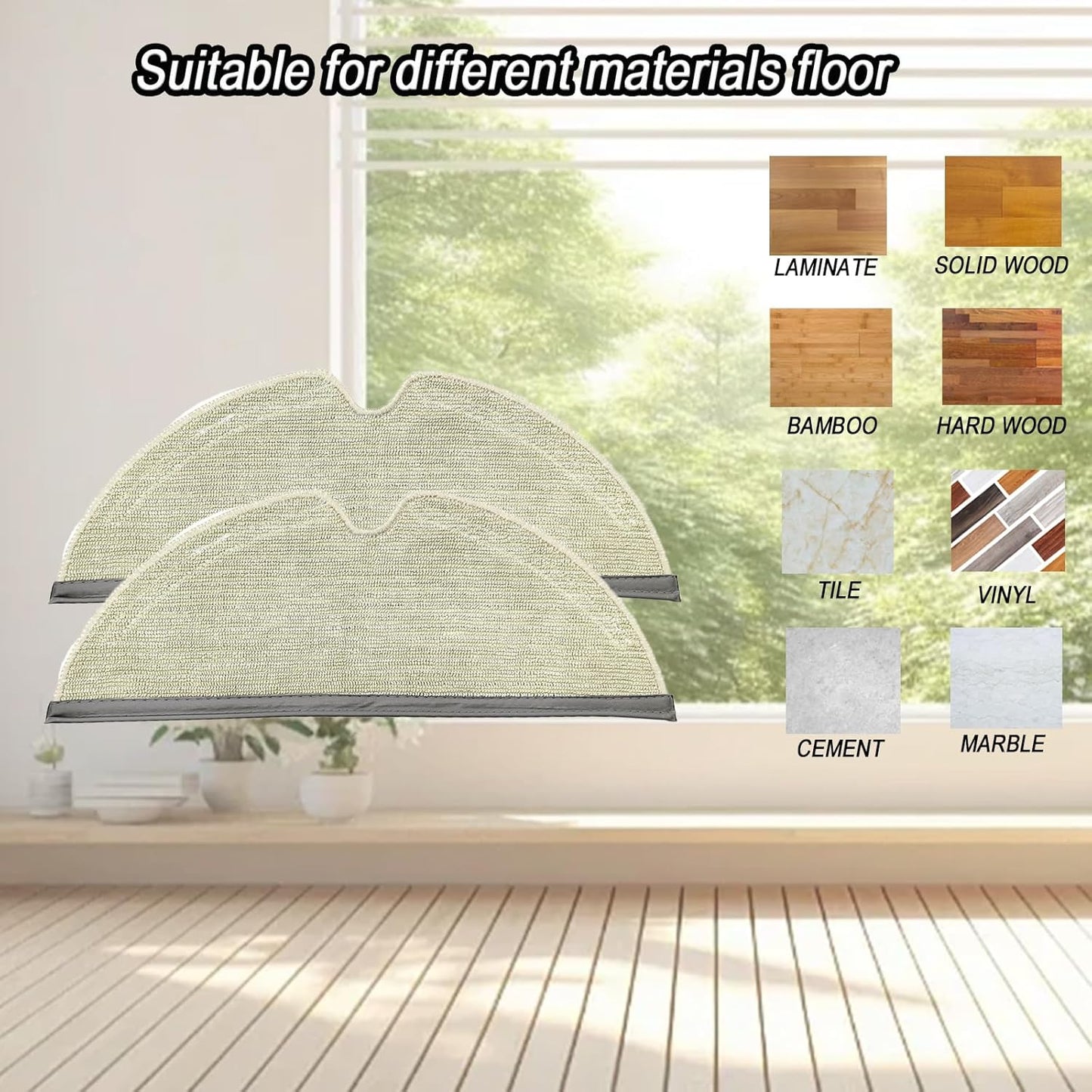 Premium Washable Mop Pads Replacement for Roborock Q7, Q8, Q5 Pro, S5, S6 & E Series (6-Pack)