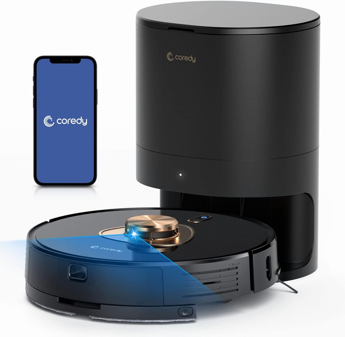 Fatory-Stock Only 1 left Coredy L900X Robot Vacuum Cleaner with Self Emptying Base, Laser Navigation Robotic Vacuums and Mop Multi-Floor Mapping, 2700Pa Suction