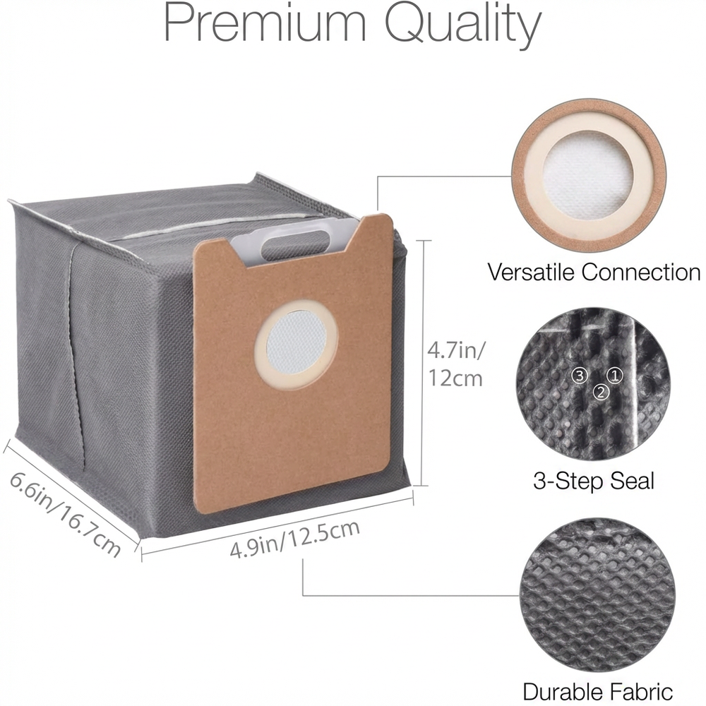 10-Pack Replacement Dust Bags for eufy RoboVac G35+, G40+, G40 Hybrid+ Auto-Empty Station