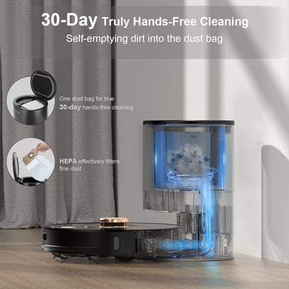 Fatory-Stock Only 1 left Coredy L900X Robot Vacuum Cleaner with Self Emptying Base, Laser Navigation Robotic Vacuums and Mop Multi-Floor Mapping, 2700Pa Suction