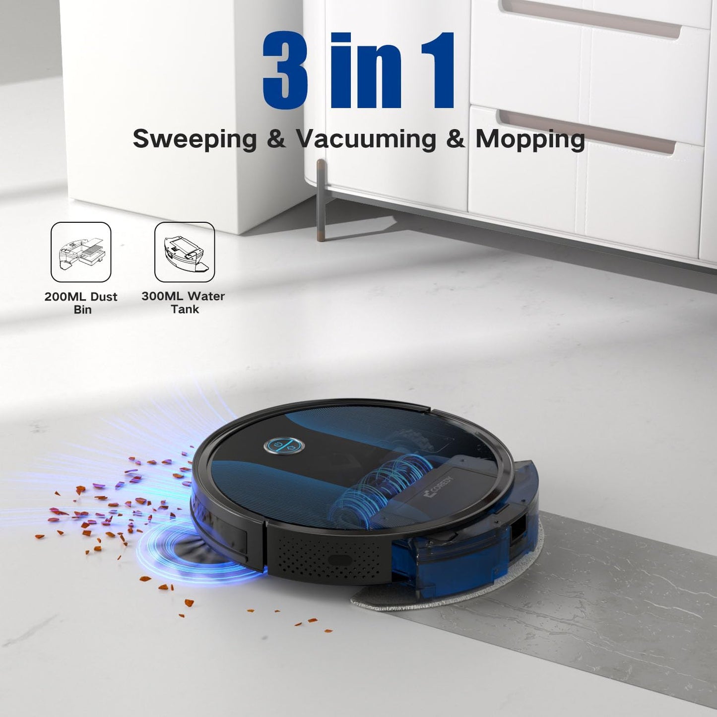 [Factory Overstock]-Coredy R550 Ultra Robot Vacuum Cleaner, 2200Pa Strong Suction