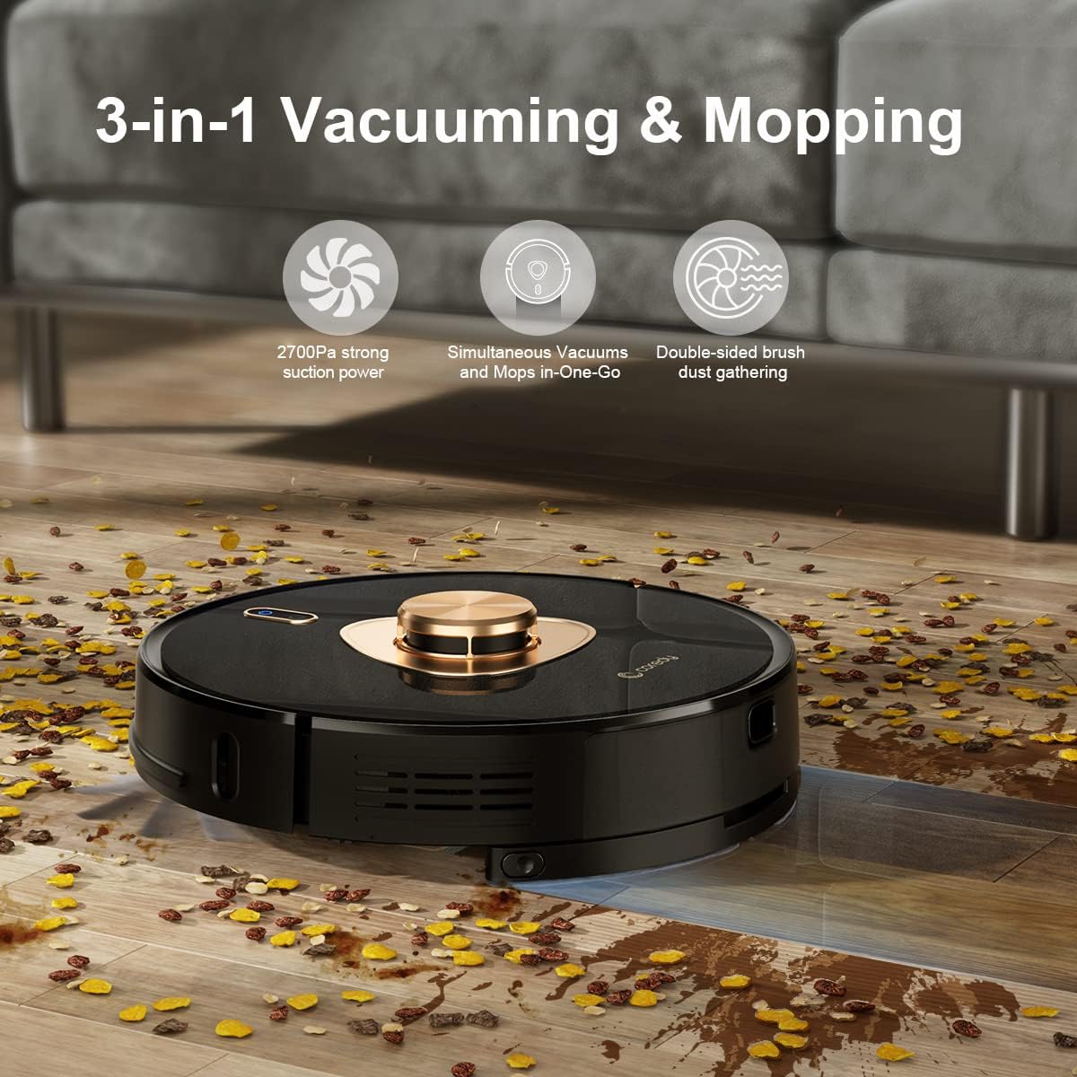 Fatory-Stock Only 1 left Coredy L900X Robot Vacuum Cleaner with Self Emptying Base, Laser Navigation Robotic Vacuums and Mop Multi-Floor Mapping, 2700Pa Suction