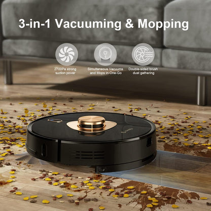 Fatory-Stock Only 1 left Coredy L900X Robot Vacuum Cleaner with Self Emptying Base, Laser Navigation Robotic Vacuums and Mop Multi-Floor Mapping, 2700Pa Suction