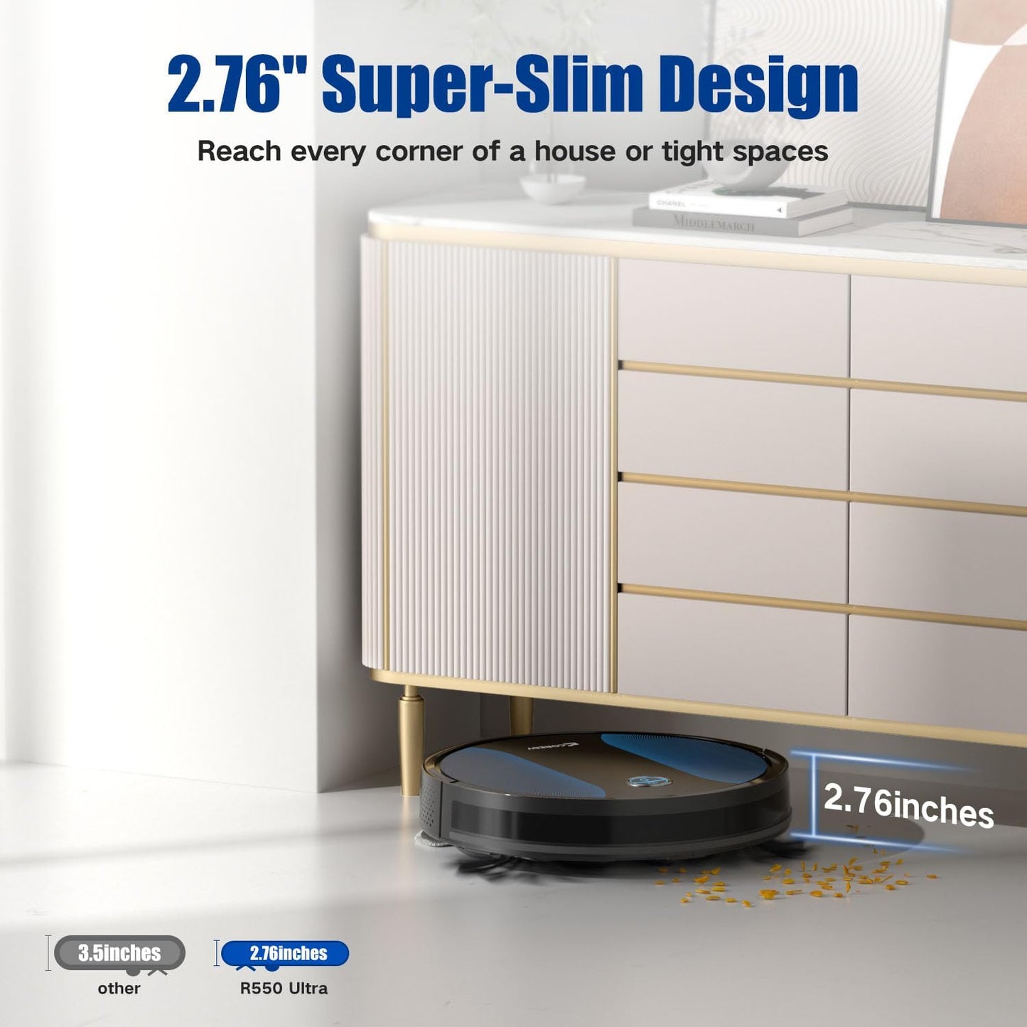 [Factory Overstock]-Coredy R550 Ultra Robot Vacuum Cleaner, 2200Pa Strong Suction