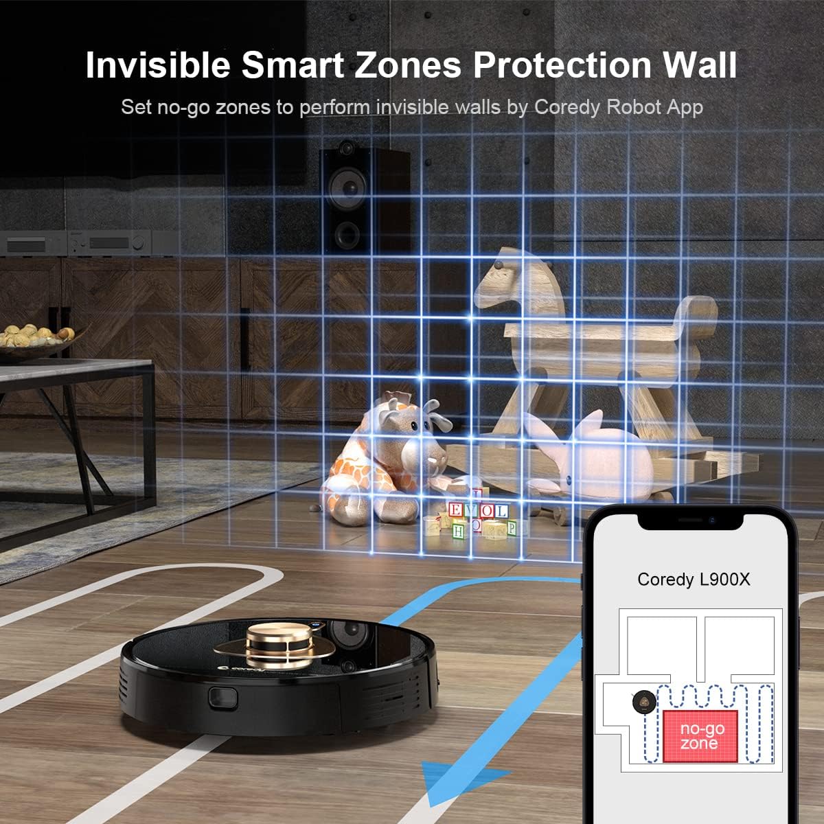 Fatory-Stock Only 1 left Coredy L900X Robot Vacuum Cleaner with Self Emptying Base, Laser Navigation Robotic Vacuums and Mop Multi-Floor Mapping, 2700Pa Suction