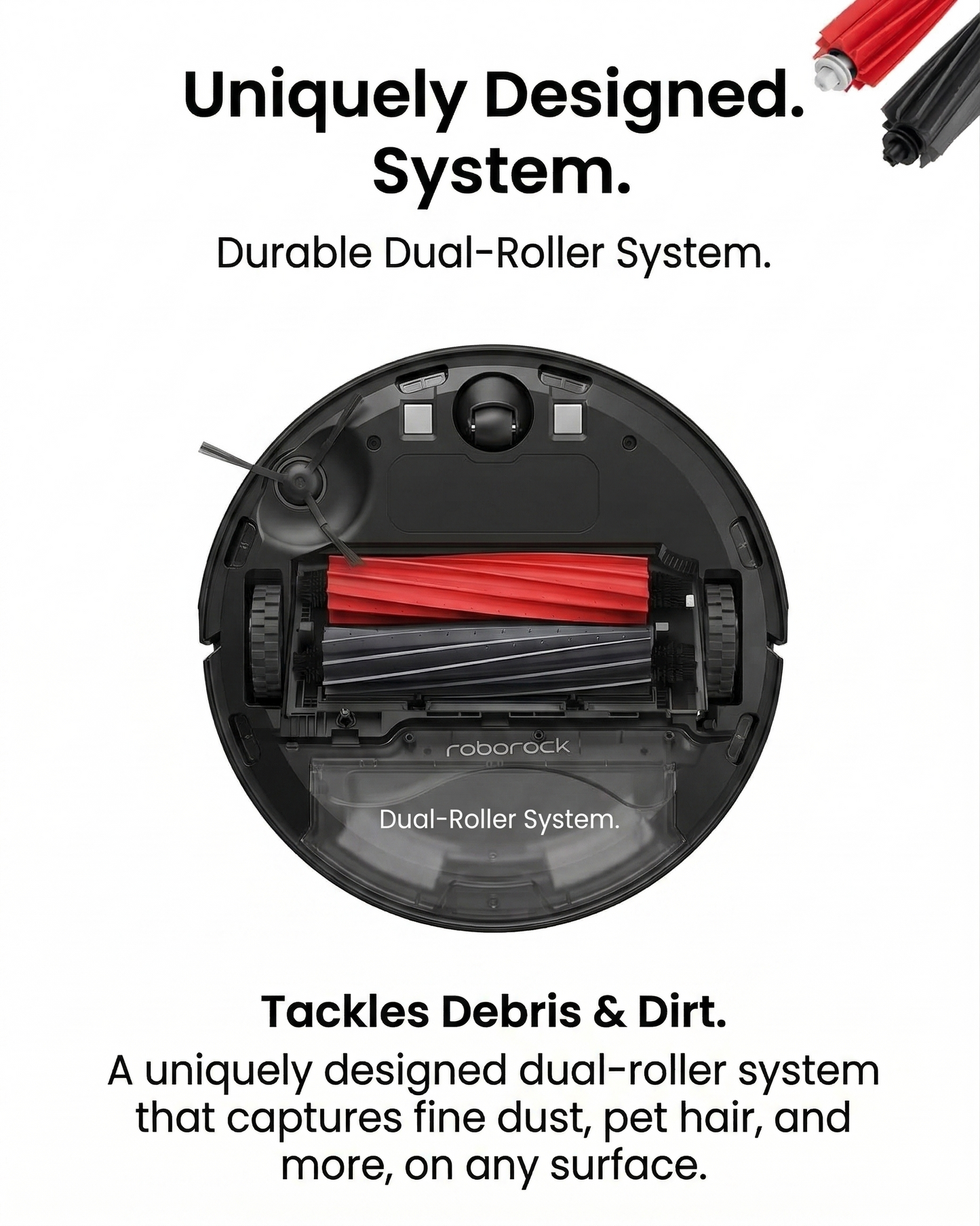 Replacement DuoRoller Main Brush Set for Roborock S8, Q5 Pro, & Q8 Max Series (2-Piece)