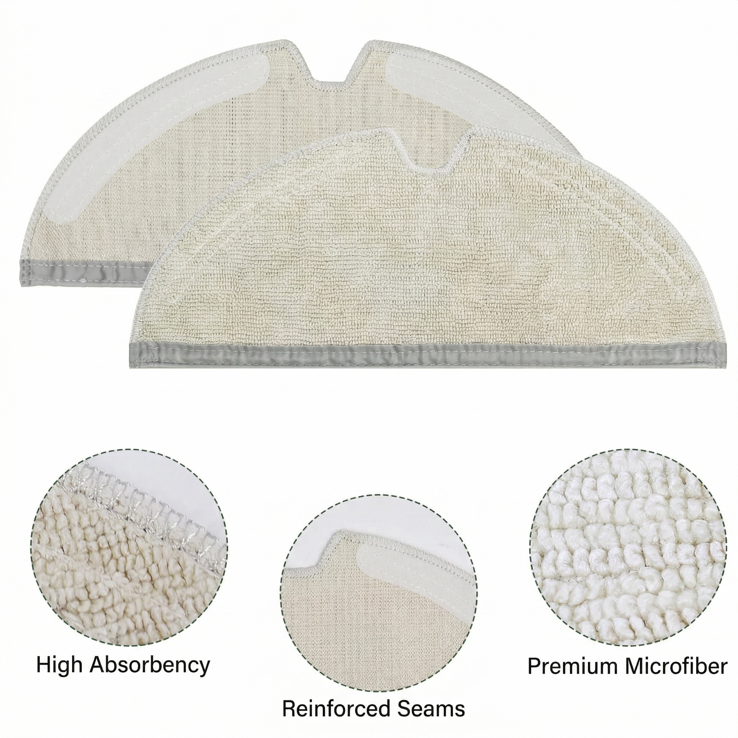 Premium Washable Mop Pads Replacement for Roborock Q7, Q8, Q5 Pro, S5, S6 & E Series (6-Pack)