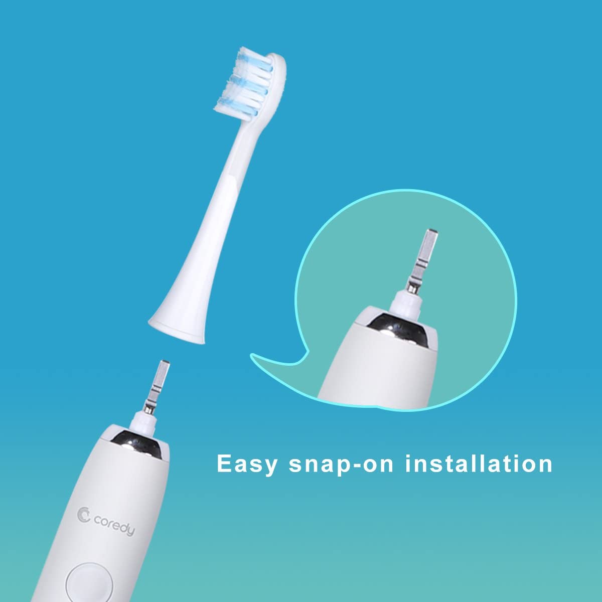 Toothbrush Replacement Brush Head for Coredy Smart Sonic Toothbrush (2 count/pack)